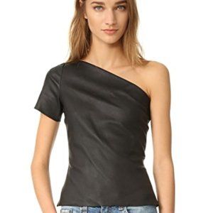 Helmut Lang Asymmetrical One Shoulder Leather Top